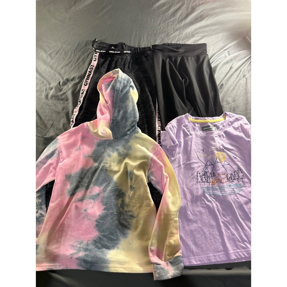Justice Eddie Bauer Girls Activewear Lot 4pc Hoodie Leggings Joggers Tee 6-8